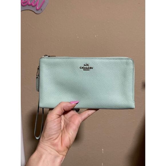 Coach Porch Blue Double Zip Wallet - Picture 1 of 6